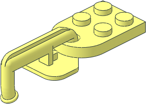 Plate 3 x 2 with Hole with Train Coupling Hook without Notch with Round Base Connection (Coupled Position) Plate 3 x 2 with Hole with Train Coupling Hook without Notch with Round Base Connection (Coupled Position)