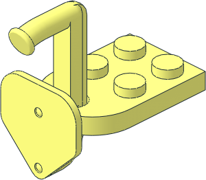 Plate 3 x 2 with Hole with Train Coupling Hook without Notch with Round Base Connection (Uncoupled Position) Plate 3 x 2 with Hole with Train Coupling Hook without Notch with Round Base Connection (Uncoupled Position)