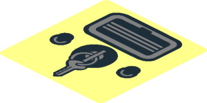~Sticker  1.9 x  1.8 with Ignition Key, Switches and Ashtray