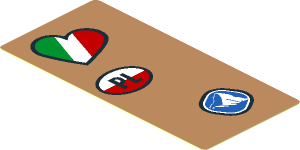 Sticker  1.8 x  3.8 with Italy, Poland and Matterhorn Stickers on Medium Nougat