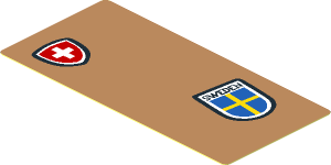 Sticker  1.8 x  3.8 with Switzerland and Sweden Stickers on Medium Nougat