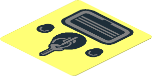 Sticker  1.9 x  1.8 with Ignition Key, Switches and Ashtray on Bright Light Yellow