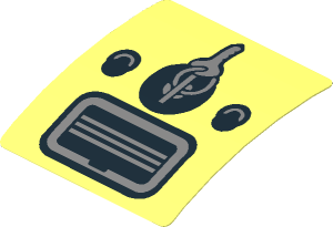 Sticker  1.9 x  1.8 with Ignition Key, Switches and Ashtray on Bright Light Yellow (Formed)