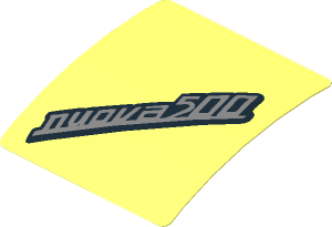 Sticker  1.9 x  1.8 with "nuova 500" Emblem on Bright Light Yellow (Formed)