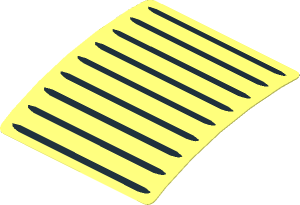 Sticker  1.9 x  1.8 with 9 Air Outlet Gills on Bright Light Yellow (Formed)