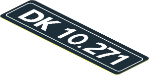 Sticker  0.8 x  2.8 with "DK 10.271" Licence Plate