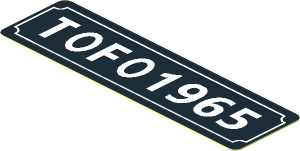 Sticker  0.8 x  2.8 with "TOFO 1965" Licence Plate