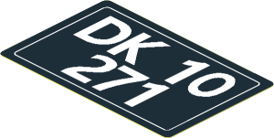 Sticker  1.8 x  2.8 with "DK 10 271" Licence Plate