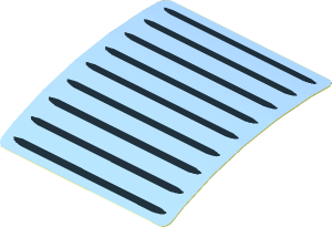Sticker  1.9 x  1.8 with 9 Air Outlet Gills on Bright Light Blue (Formed)