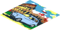 Sticker  5.8 x  5.8 with Bright Light Blue FIAT 500 and Colosseum Painting