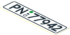 Sticker  0.8 x  2.8 with "PN 77 942" Licence Plate