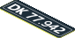 Sticker  0.8 x  2.8 with "DK 77.942" Licence Plate
