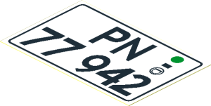 Sticker  1.8 x  2.8 with "PN 77 942" Licence Plate