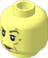 Minifig Head with Dark Bluish Grey Eyebrows, Medium Nougat Wrinkles, Nougat Lips and Neutral / Eyebrow Raised 2-Sided Pattern