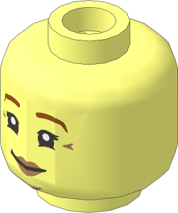Minifig Head with Dark Orange Eyebrows, Medium Nougat Lips and Wrinkles and Slight Smile / Open Mouth Angry 2-Sided Pattern