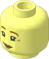 Minifig Head with Dark Orange Eyebrows, Medium Nougat Lips and Wrinkles and Slight Smile / Open Mouth Angry 2-Sided Pattern