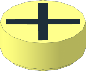 Tile  1 x  1 Round with Black Cross Pattern