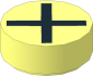 Tile  1 x  1 Round with Black Cross Pattern
