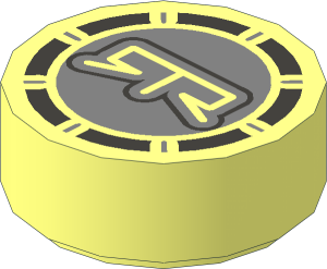 Tile  1 x  1 Round with Mustang RTR Logo Pattern