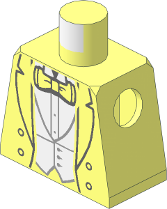 Minifig Torso with Tuxedo Jacket with White Vest and Shirt and Bow Tie Pattern