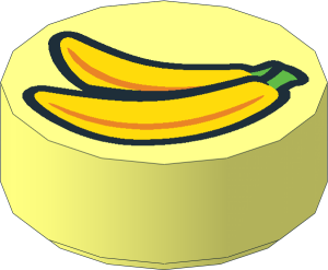 Tile  1 x  1 Round with Two Yellow Bananas Pattern