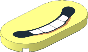 Tile  2 x  4 with Rounded Ends with Open Mouth Smile Four White Teeth on Black Background Pattern