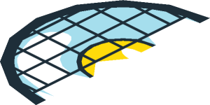 ~Sticker  1.9 x  1.9 Round with Black Grid and Yellow Dot - Half