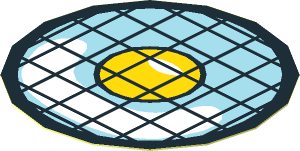 Sticker  1.9 x  1.9 Round with Black Grid and Yellow Dot