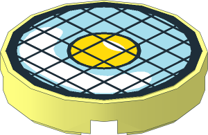 Tile  2 x  2 Round with Black Grid and Yellow Dot Sticker