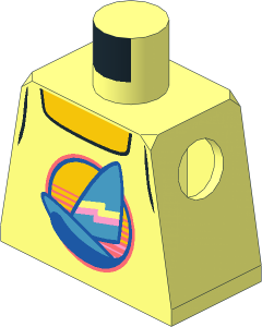 Minifig Torso with Tank Top with Medium Blue Windsurf Pattern