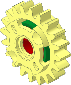 Technic Gear 20 Tooth One Way with Red Hub and Green Lid