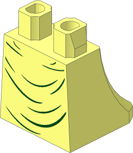 Minifig Hips and Skirt with Dark Green Folds Pattern