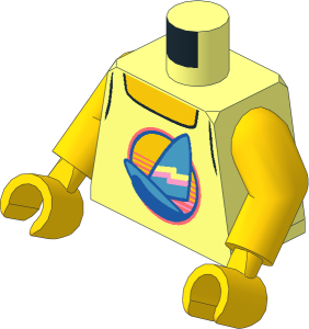 Minifig Torso with Arms and Hands with Tank Top with Medium Blue Windsurf Pattern