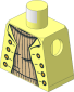 Minifig Torso with Jacket Open, Gold Buttons over Tan Ribbed Sweater Pattern