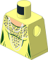 Minifig Torso with Dress with Dark Green Trim, Silver Dots and White Pearl Necklace and Stitching Pattern