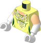 Minifig Torso with Arms and Hands with Dress with Dark Green Trim, Silver Dots and White Pearl Necklace and Stitching Pattern