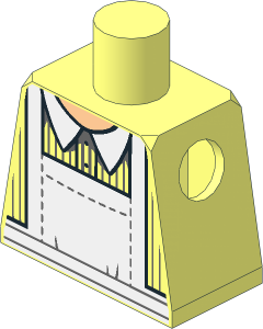 Minifig Torso with White Apron over Dress with with White Collar and Dark Bluish Gray Stripes Pattern