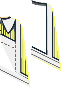 ~Minifig Torso with White Apron over Dress with with White Collar and Dark Bluish Gray Stripes Half Pattern