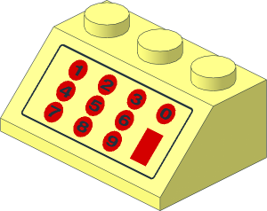 Slope Brick 45  2 x  3 with Red and Black Cash Register Pattern