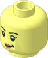 Minifig Head with Black Eyebrows, Eyelashes, Nougat Lips, Lopsided Grin with Dimple / Scared Open Mouth 2-Sided Pattern