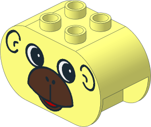 Duplo Brick  2 x  4 x  2 with Rounded Ends with Monkey Face Pattern