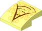 Slope Brick Curved  2 x  2 x  0.667 with Dress with Reddish Brown Folds and Gold Trim and Filigree Pattern