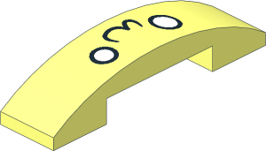 Slope Brick Curved  4 x  1 Double with White Eyes, Black Squiggly Mouth Pattern