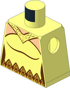 Minifig Torso with Dress with Reddish Brown Trim and Gold Ornate Belt Pattern
