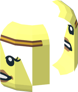 ~Minifig Head with Copper and Gold Headband, Medium Nougat Eyebrows and Lips, Open Mouth Smile / Upset 2-Sided Half Pattern