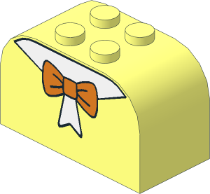 Brick  2 x  4 x  2 with Curved Top with Orange Bow Pattern