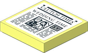 Tile  2 x  2 with with Newspaper "CLUTCH TIMES" and "WEDDING TIME" Headline Sticker