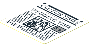 Sticker  1.8 x  1.8 with Newspaper "CLUTCH TIMES" and "WEDDING TIME" Headline