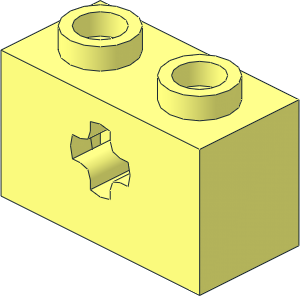 Technic Brick  1 x  2 with Axlehole with Open Sides and Bottom Stud