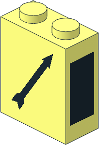 Brick  1 x  2 x  2 w/ Center Stud w/ Train Point Right Pattern
